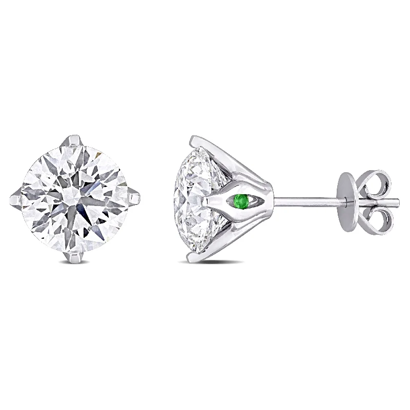 Stud Earrings with Infinity Symbols -Created Forever 5ct TDW Lab-Grown Diamond and Tsavorite Accent Stud Earrings in 14k White Gold