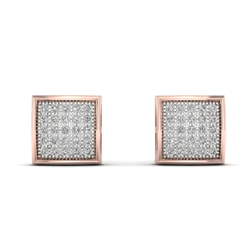 Stud Earrings for Casual Outfit -10k Rose Gold 1/6ct TDW Diamond Cluster Stud Earrings - Pink