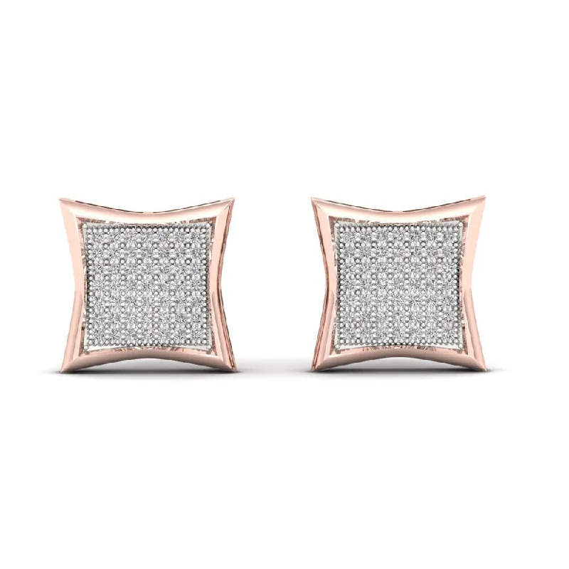 Stud Earrings for Casual Outfit -10k Rose Gold 1/3ct TDW Diamond Cluster Stud Earrings - Pink