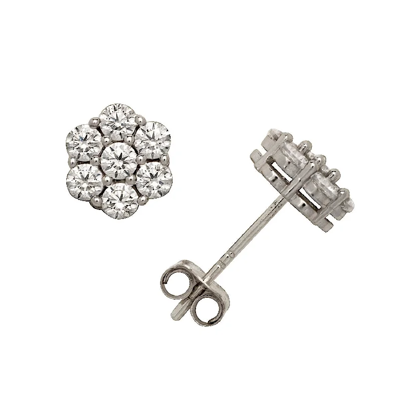 Stud Earrings for Bridesmaids Look -Curata Solid 14k Yellow or White Gold 6mm Cluster Flower Cubic Zirconia Post Stud Earrings