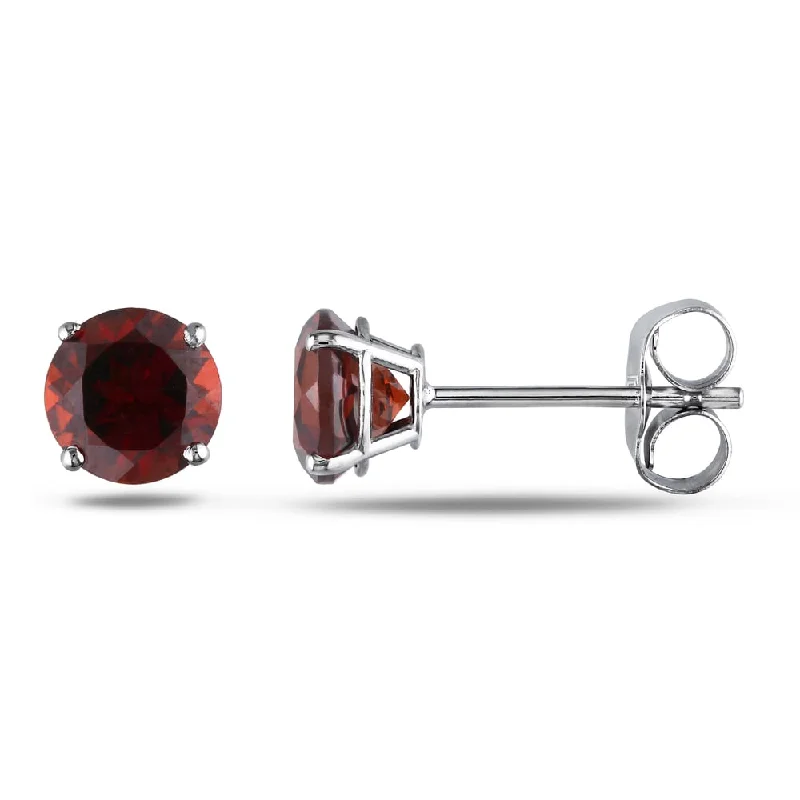 Leverback Stud Earrings for Comfort -Miadora 14k White Gold 1 1/3ct TGW Garnet Stud Earrings