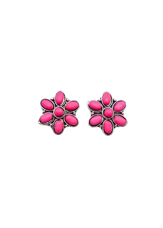 Heavy Duty Stud Earrings for Durability -The Pink Flower Stud Earrings (Gold or Silver)