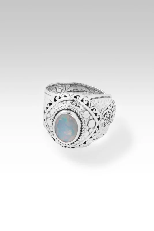 Women’s rings with faceted fluorite for hues -Life's Wonder Ring™ in Ethiopian Opal