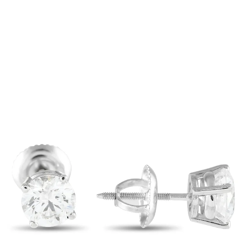 Stud Earrings for Bridesmaids Look -White Gold 1.75ct Lab Grown Diamond Stud Earrings MF10-120424