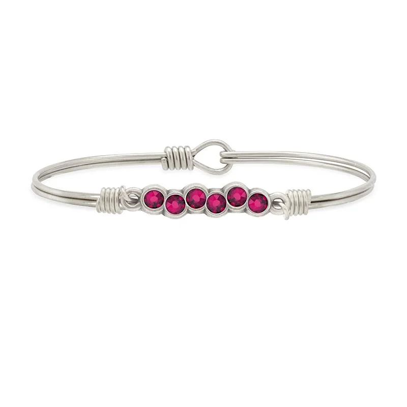 Bangles with hammered silver for rustic appeal -July Starlight Birthstone Bangle Bracelet