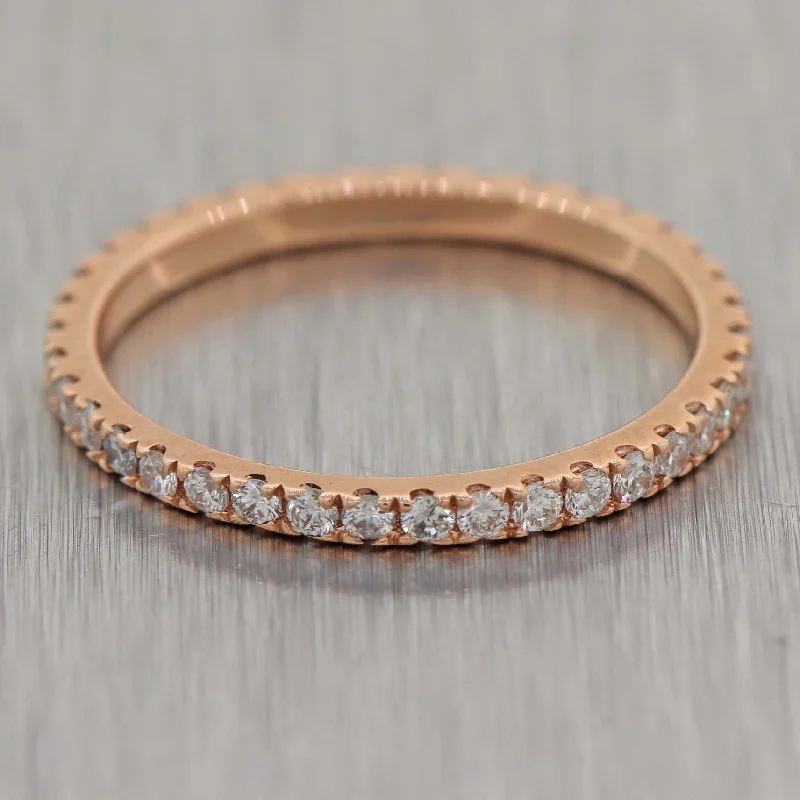 Women’s rings with pave topaz for dazzle -Modern 14k Rose Gold 0.53ctw Diamond Wedding Band Ring