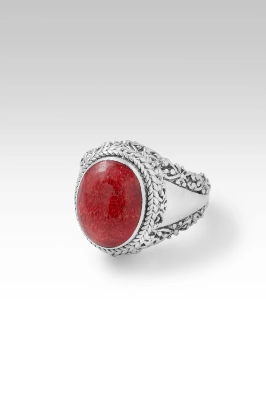 Women’s rings with brushed gold for subtlety -Journey of Enlightenment Ring™ in Red Sponge Coral