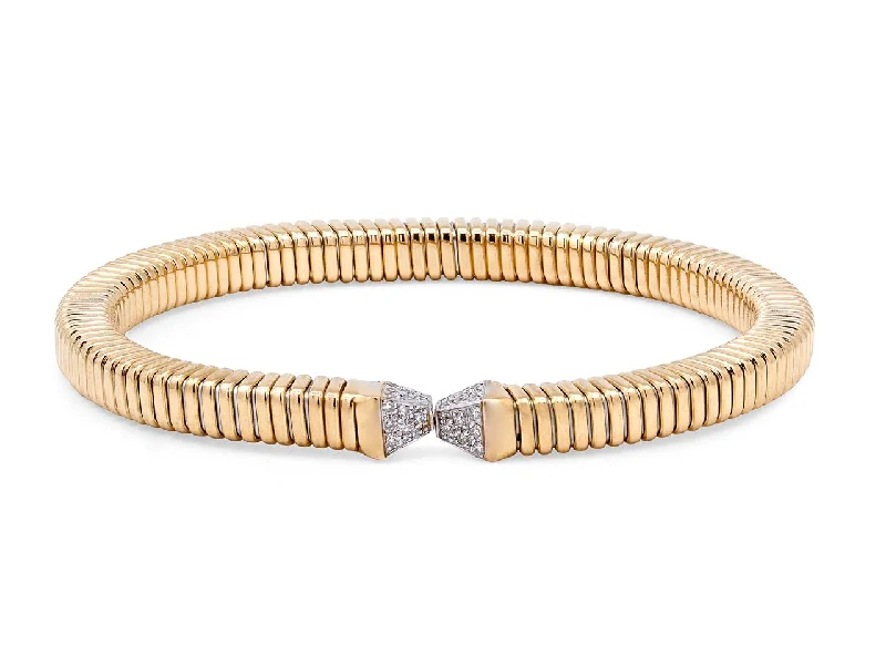 Bracelets with spiral designs for eye-catching twist -Tubogas Diamond Bracelet in 18K Gold, by Beladora