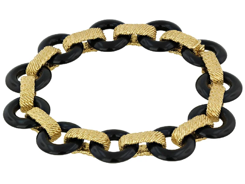 Bracelets with woven leather for rustic style -Van Cleef & Arpels Onyx and Gold Bracelet in 18K