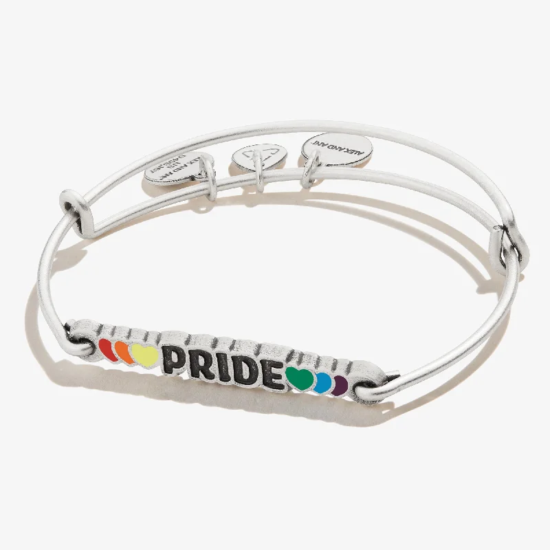 Bracelets with hematite for sleek metallic sheen -'Pride' Inline Charm Bangle