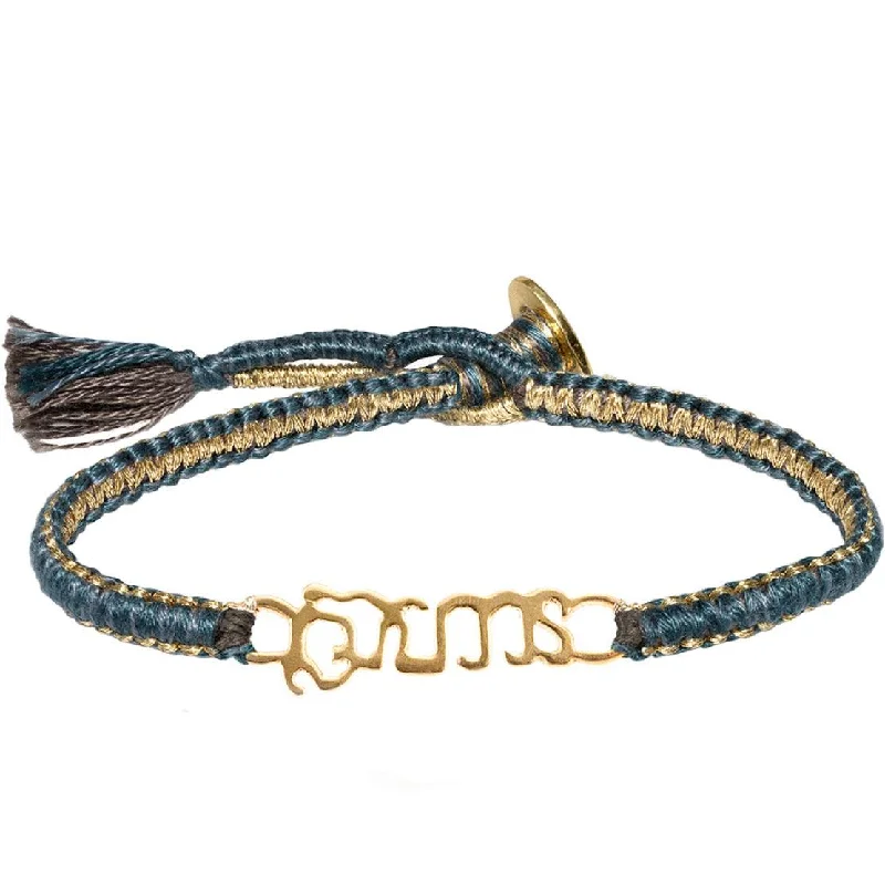 Bangles with rough opal for organic shine -Gold Vermeil "Brave" Bracelet on Teal Cobra Cord