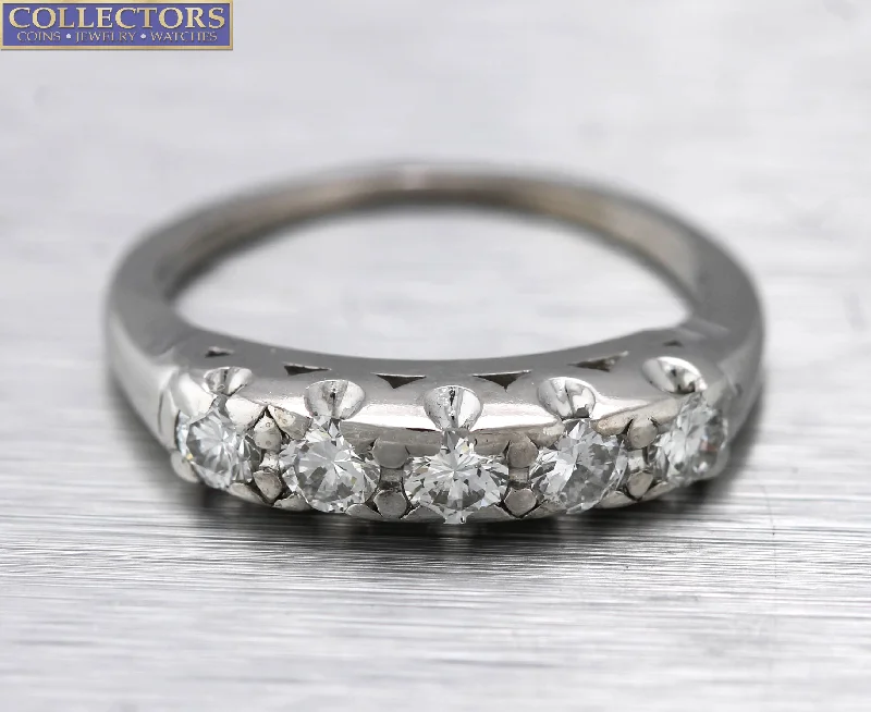 Women’s rings with brushed gold for subtlety -Lovely Ladies Estate Platinum 0.50ctw Diamond Single Row Ring