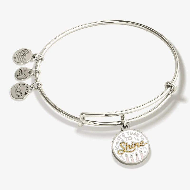 Bangles with rose-cut gems for vintage -'It's Time To Shine' Birthday Charm Bangle Bracelet