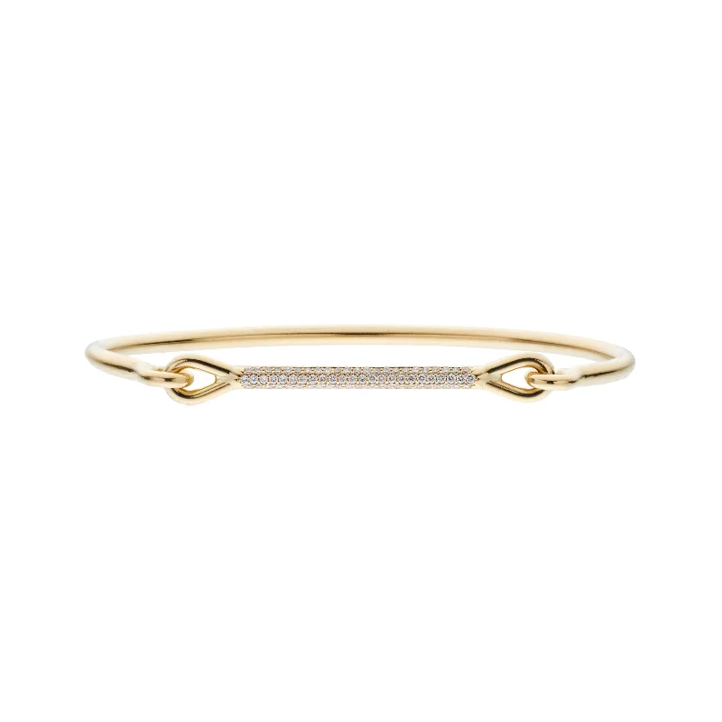 Bangles with raw citrine for sunny charm -Tura Sugden 18k Yellow Gold Pave Diamond Needle Eye Cuff Bracelet