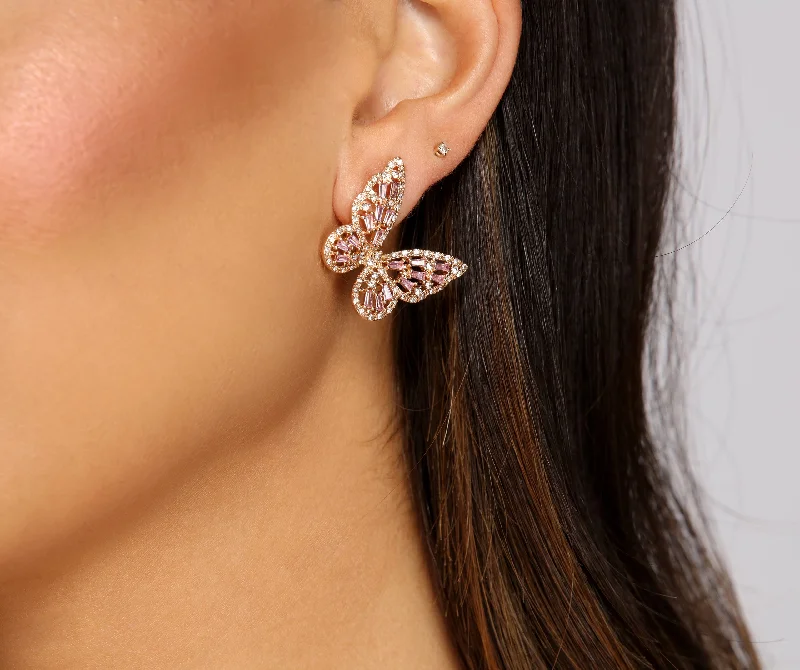 Stud Earrings for Party Look -Butterfly Beauty Rhinestone Stud Earrings