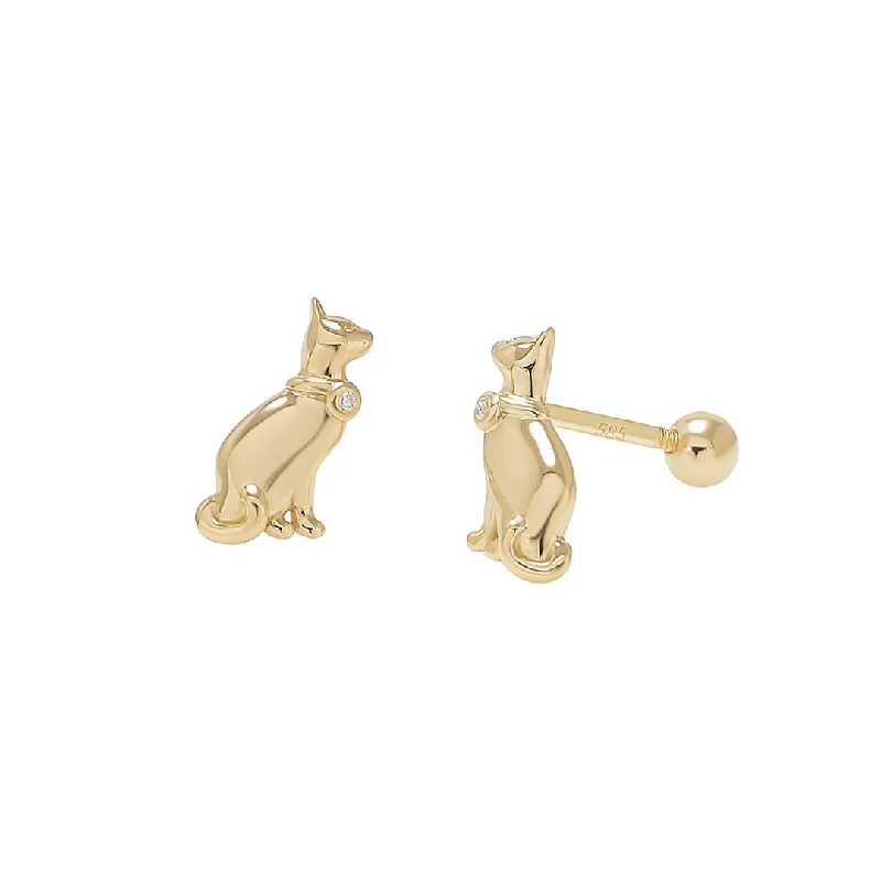 Ethnic Stud Earrings with Tribal Design -Child's Cat Stud Earrings