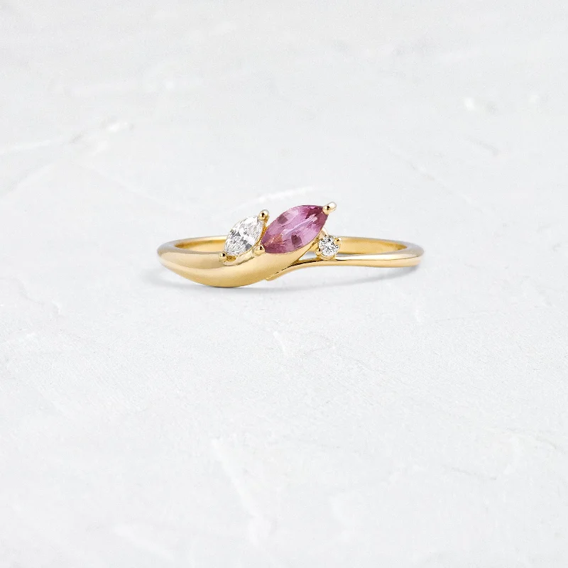 Women’s rings with geometric ruby for trend -Grand Cresting Ring - Dusty Rose