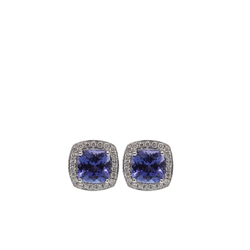 Stud Earrings with Embossed Patterns -Courtney Lauren Tanzanite Stud Earrings