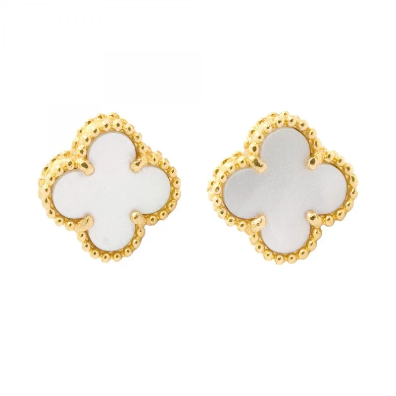 Stud Earrings with Animal Motifs -Van Cleef & Arpels Mother Of ivory yellow  (18K) Stud Earrings (Pre-Owned)