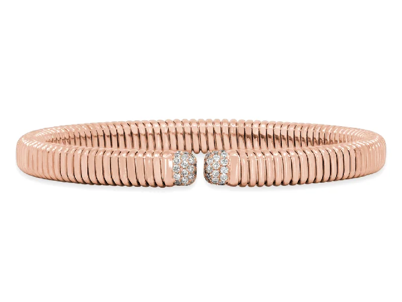 Bracelets with lotus motifs for spiritual vibe -Tubogas Diamond Bracelet in 18K Rose Gold, by Beladora