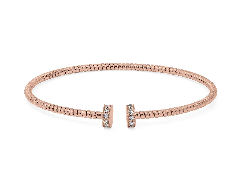 Bangles with bold hematite for metallic shine -Skinny Tubogas Nail Head Bracelet in 18K Rose Gold, by Beladora