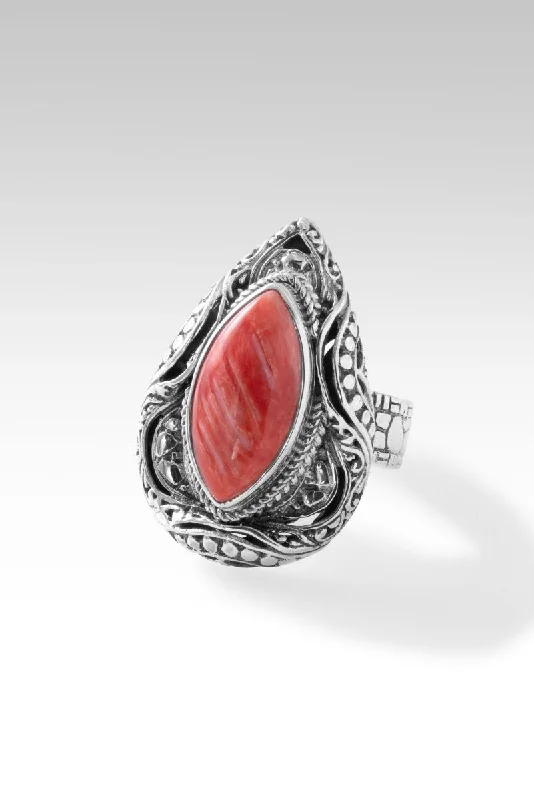 Women’s rings with branch-inspired amethyst bands -Path of Peace Ring™ in Red Spiny Oyster