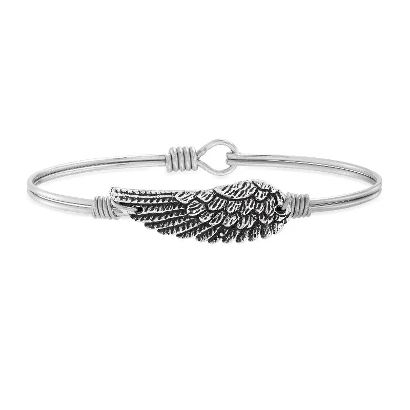 Bracelets with lotus motifs for spiritual vibe -Angel Wing Bangle Bracelet