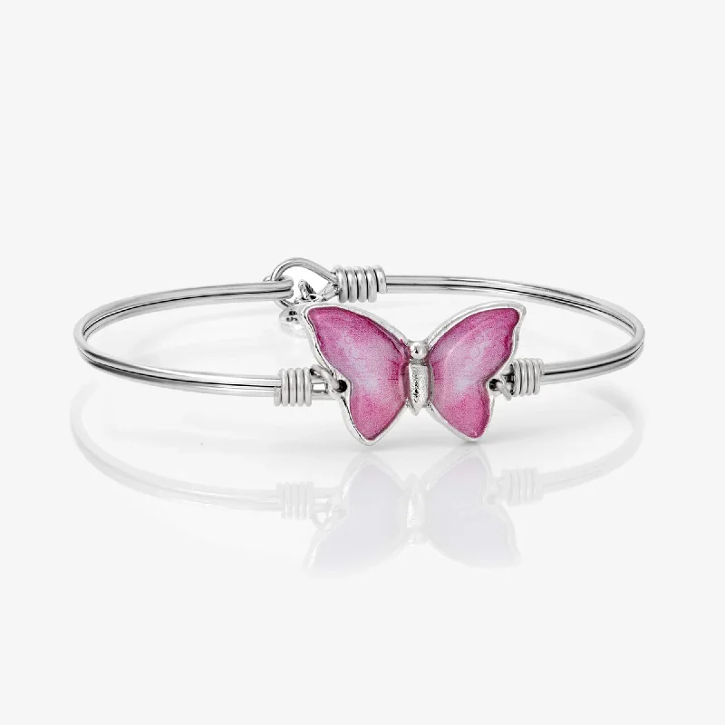 Bracelets with woven leather for rustic style -Maria Hope Butterfly Bangle