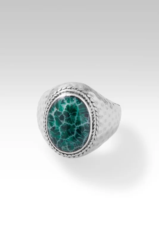 Women’s delicate rings with tiny sapphire accents -Light of My Presence Ring™ in Forest Green Indonesian Coral