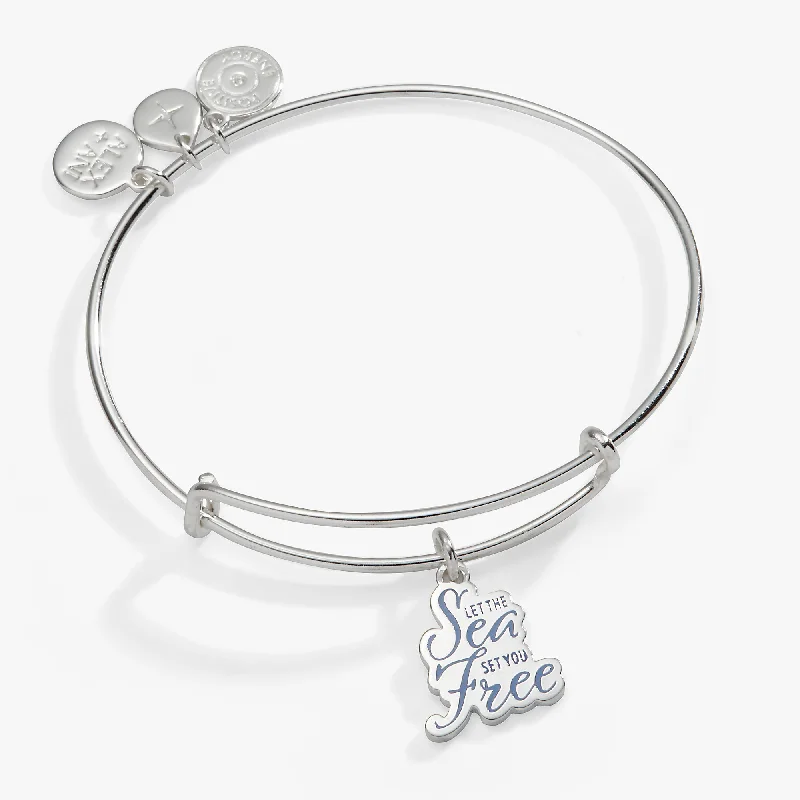 Bracelets with rough jade for natural calm -'Let the Sea Set You Free' Charm Bangle