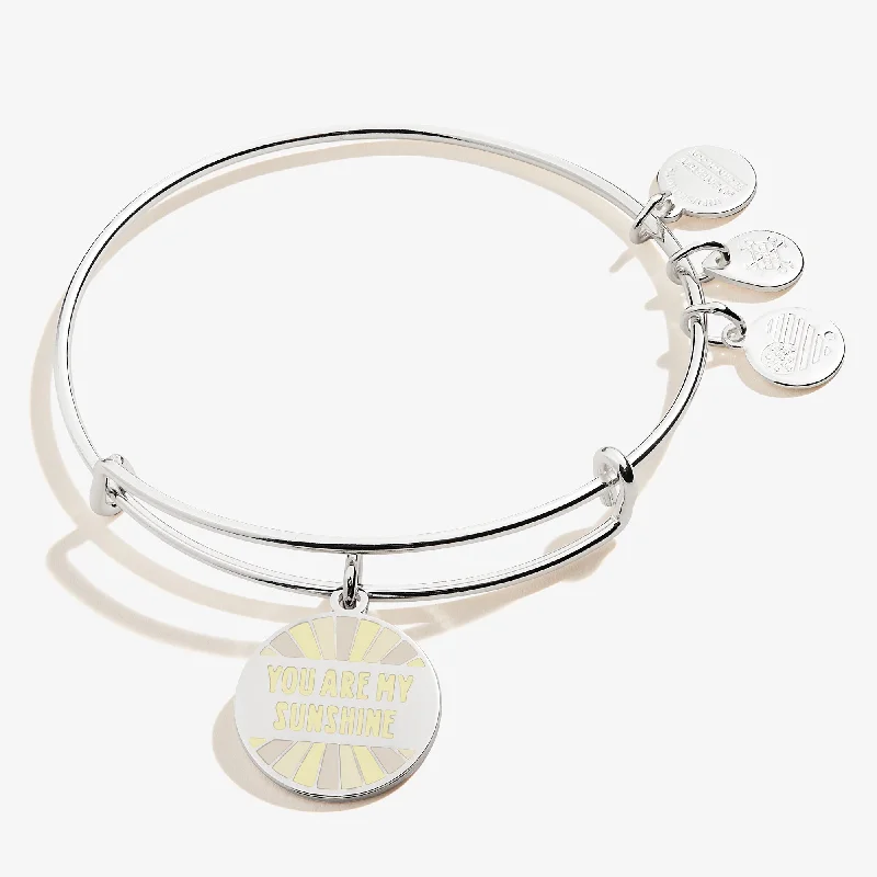 Rose gold bangles with geometric cutout designs -'You Are My Sunshine' Charm Bangle