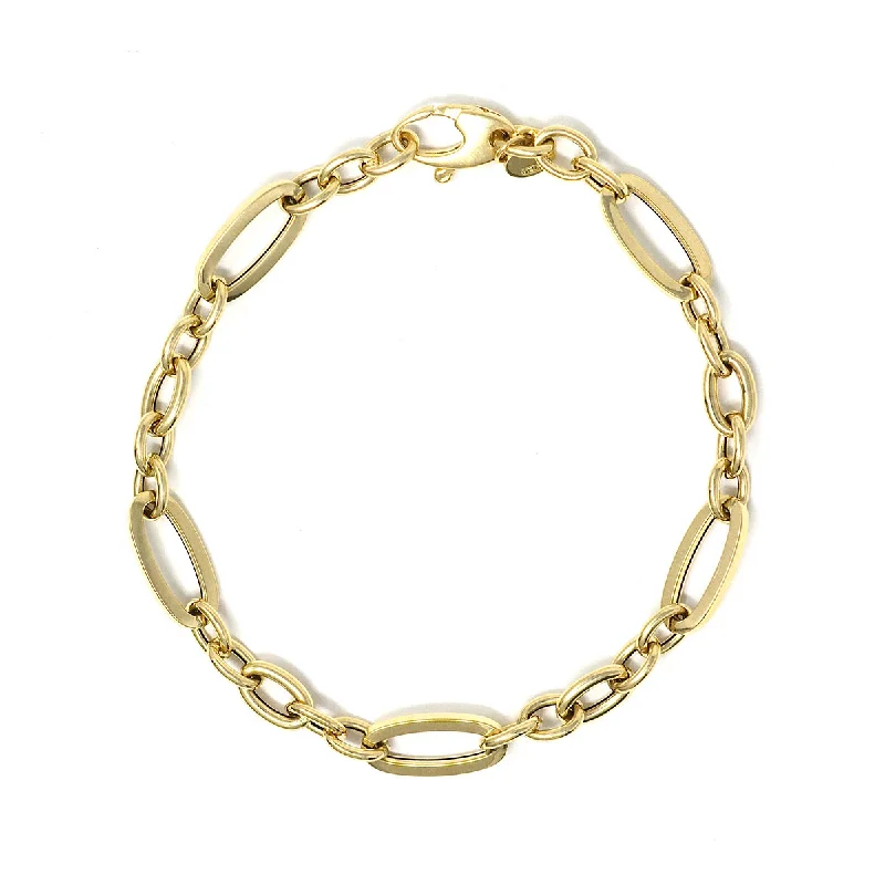 Bangles with sleek matte finish for subtlety -Combination Oval Link Bracelet