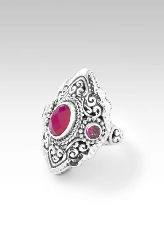 Women’s platinum rings with dazzling black diamonds -So Precious Ring™ in Red Currant Quartz