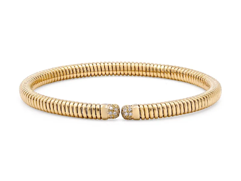 Bracelets with crescent moon for lunar appeal -Tubogas Diamond Bracelet in 18K Yellow Gold, Small, by Beladora