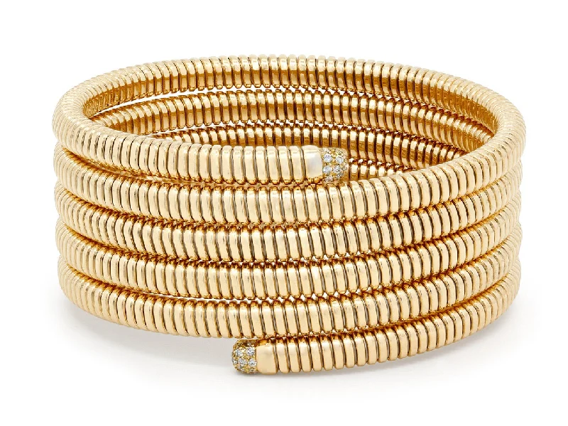 Bracelets with branch patterns for nature flair -Tubogas Five Row Wrap Diamond Bracelet in 18K Gold, by Beladora