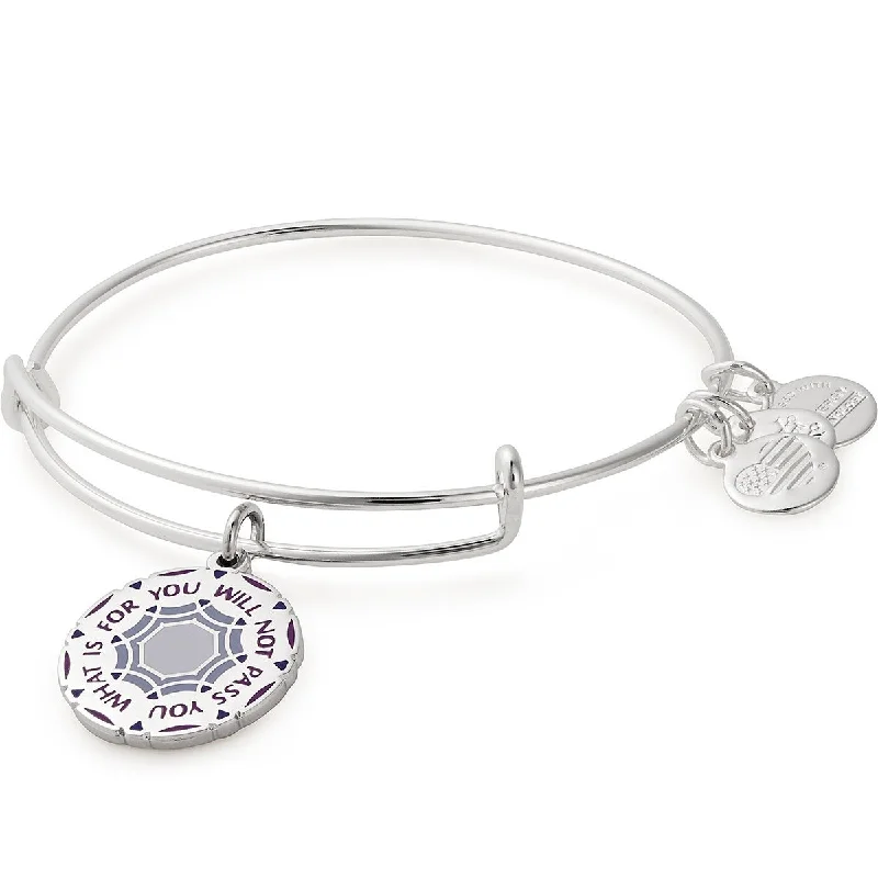 Bracelets with heart-shaped ruby stone charms -'What Is For You Will Not Pass You' Charm Bangle, Silver