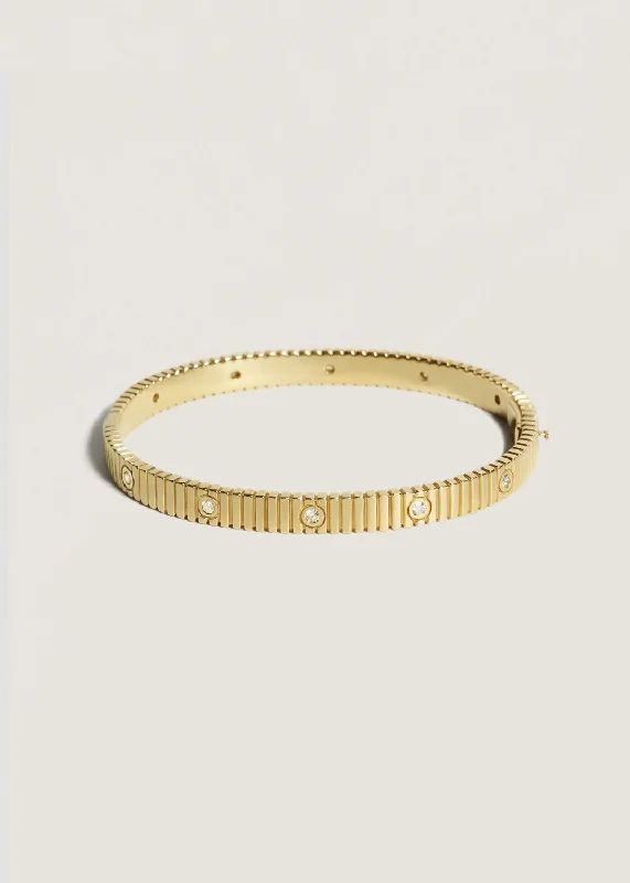 Bangles with gothic-inspired engravings for drama -Solis Ribbed IV Anniversary Bracelet