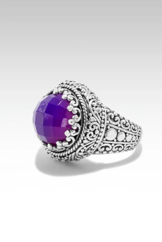 Women’s rings with faceted garnet for richness -Majestic Serenity Ring™ in Boysenberry Quartz