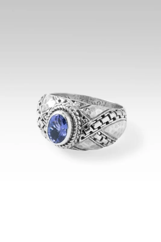 Women’s rings with natural turquoise for boho -Tranquil Spirit Ring II™ in Tanzanite