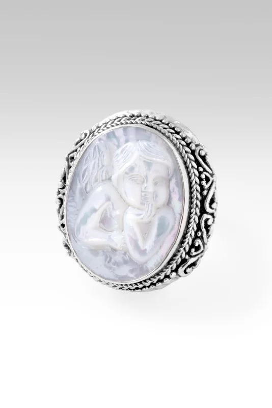 Women’s rings with rough sapphire for chic -Seraphiel Ring™ in White Mother of Pearl