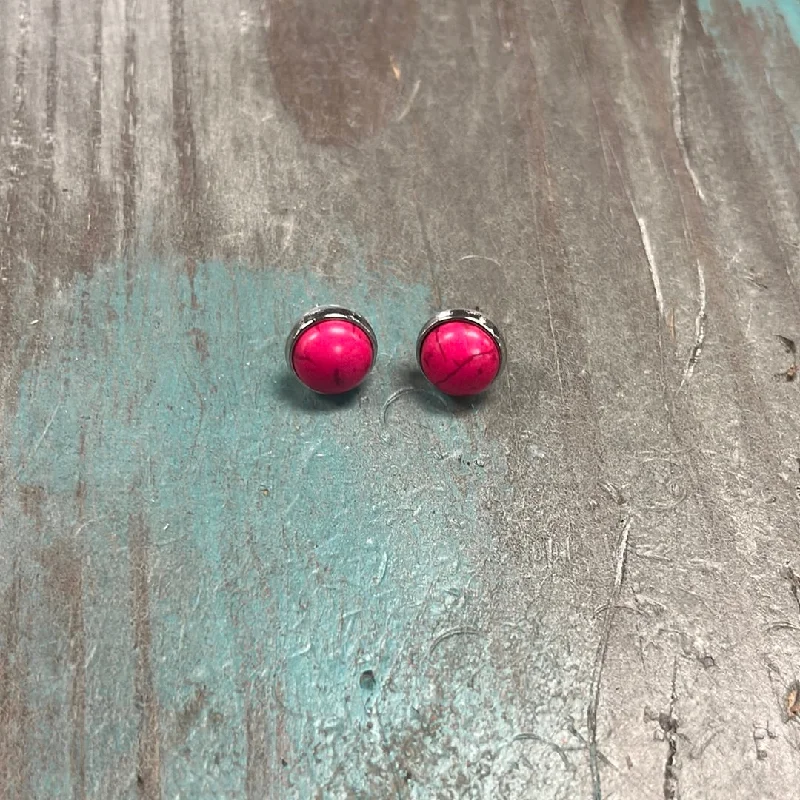 Gothic Stud Earrings with Dark Tone -The XOXO Pink Stud Earrings