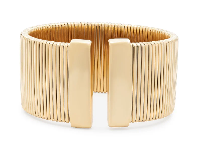 Bracelets with star sapphire for unique shine -Tubogas Cuff Bracelet in 18K Gold, by Beladora