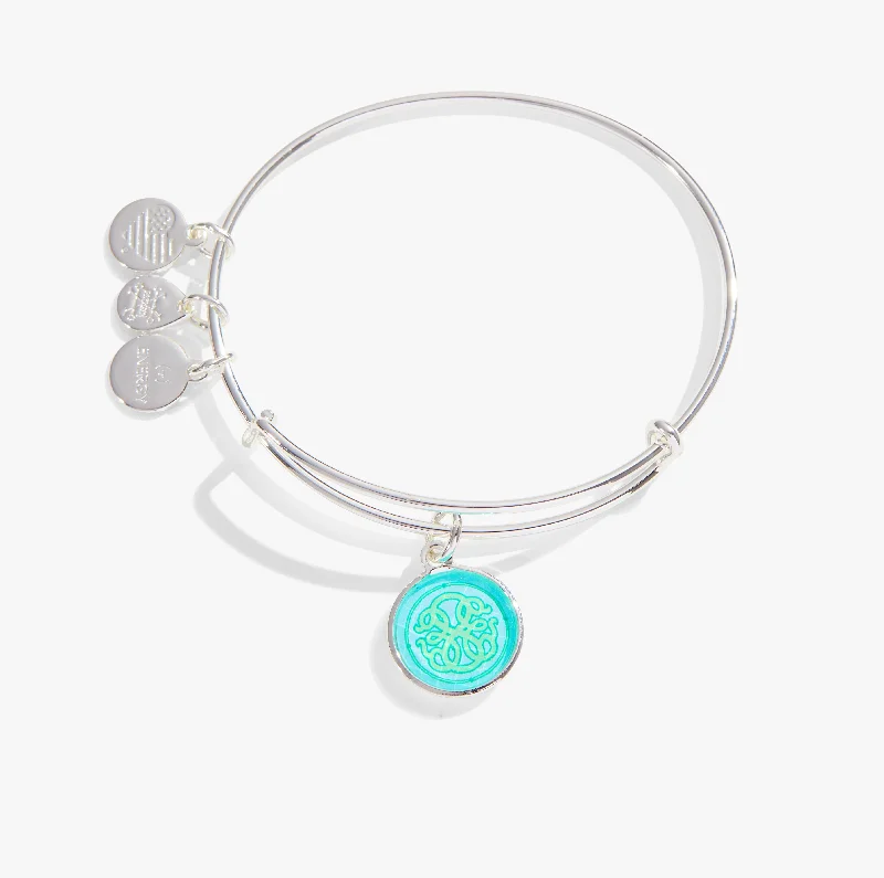 Bangles with aquamarine stones for sea hues -Crystal Path of Life Charm Bangle Bracelet