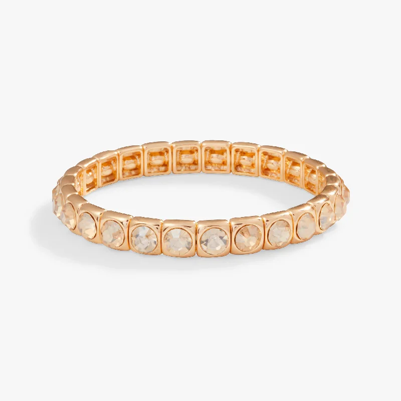 Bracelets with sunstone gems for fiery shine -Crystal Stretch Bracelet, Champagne