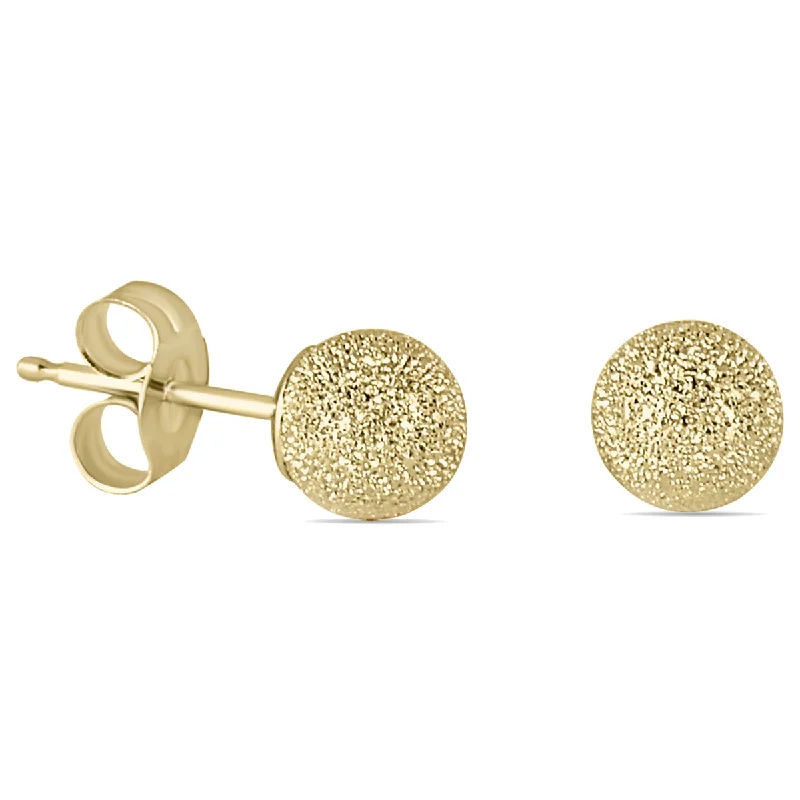 Stud Earrings for Prom Night -14K Yellow Gold 4Mm Laser Cut Ball Stud Earrings