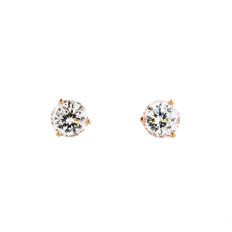 Pearl Stud Earrings for Elegance -14K Gold Round Cubic Zirconia Stud Earrings