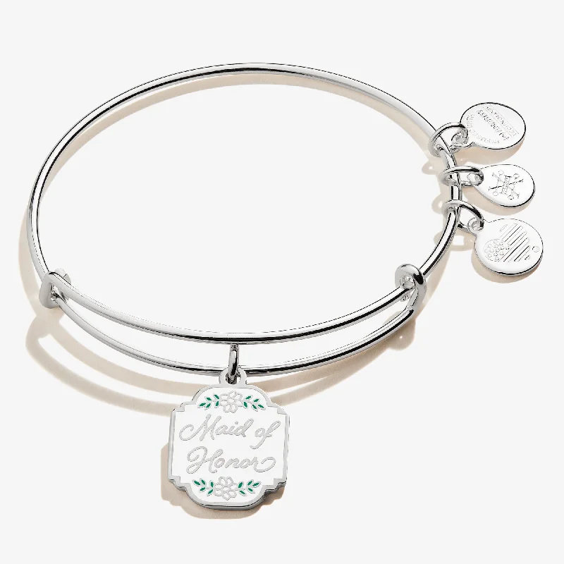 Bracelets with adjustable chains for perfect fit -'Maid of Honor' Charm Bangle