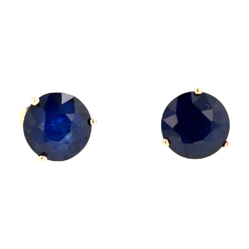 Stud Earrings with Vine Designs -14K Gold Martini Set Round Dark Blue Stud Earrings