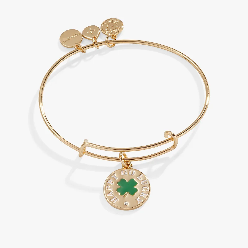 Rose gold bracelets with sleek minimalist designs -'Happy Go Lucky' Charm Bangle Bracelet