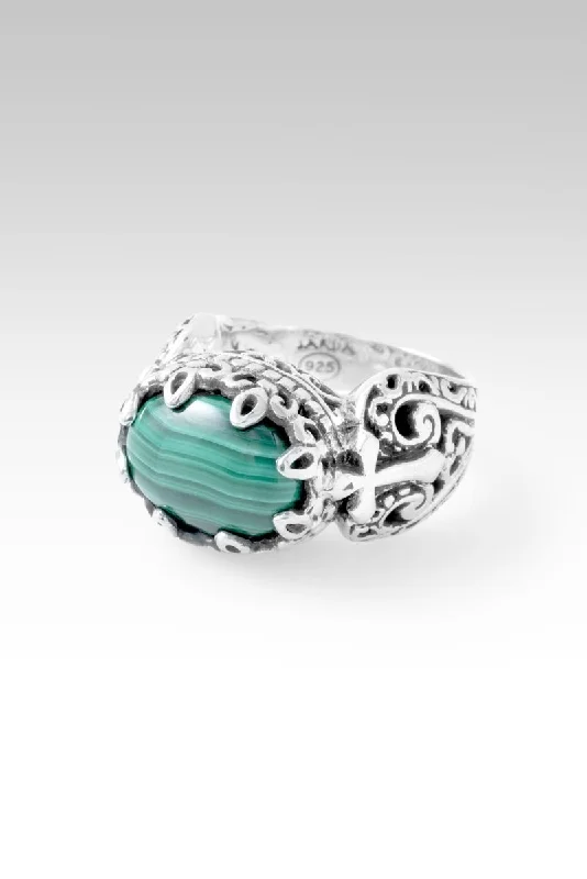 Women’s rings with etched wave band designs -Susannah Ring™ in Malachite